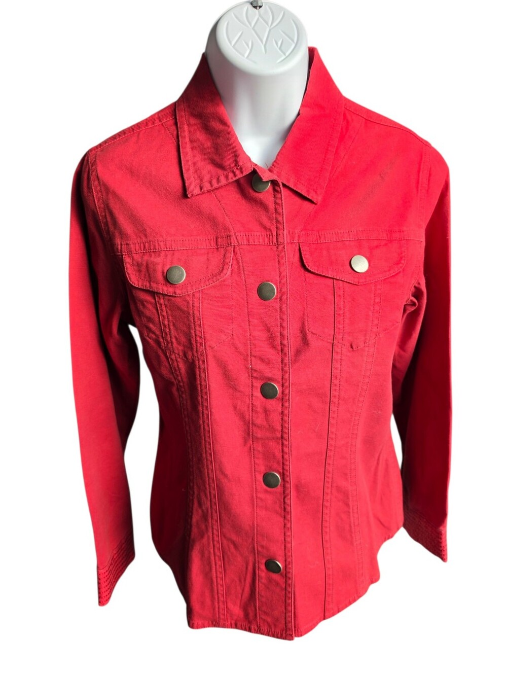 Chico's Red Button Down Long Sleeves Collared Shirt Size 0 (S)